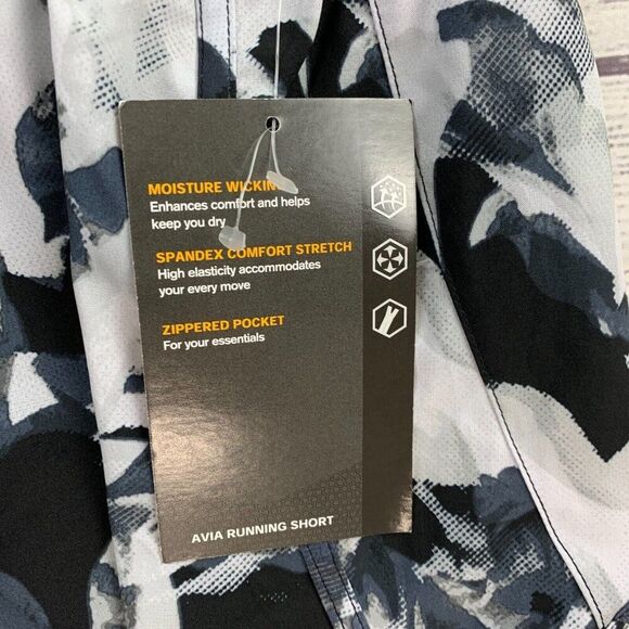 Avia Running Shorts M Black Patterned Inner Biker Shorts New NWT - Picture 5 of 8